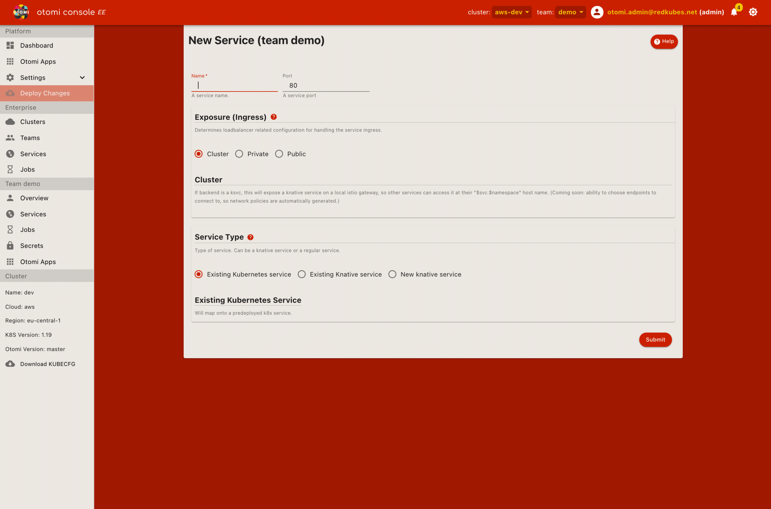 screenshot of Otomi Container Platform